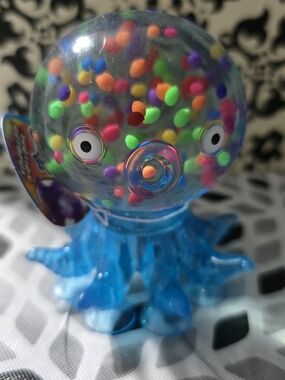 Blue Octopus Sensory Squishy Toy with Colorful Beads